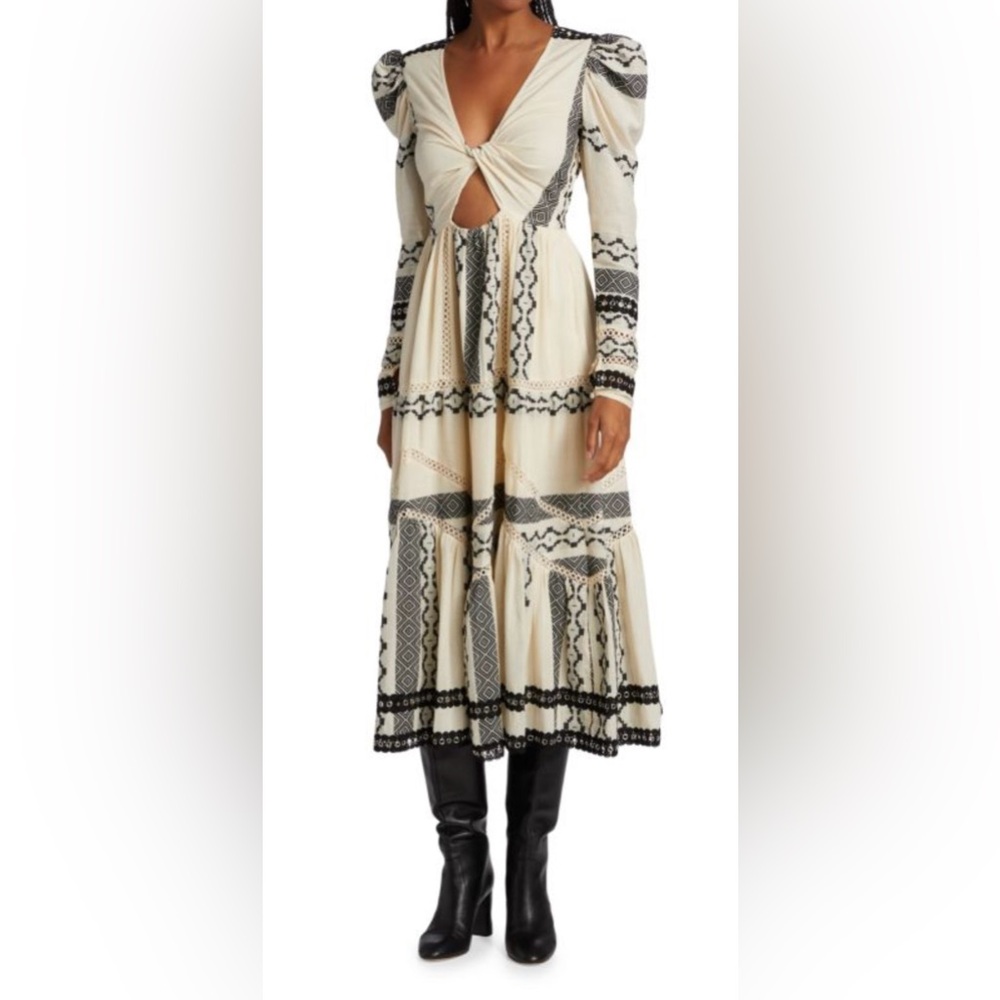 Hemant & Nandita Twisted Yoke Midi Dress- D68